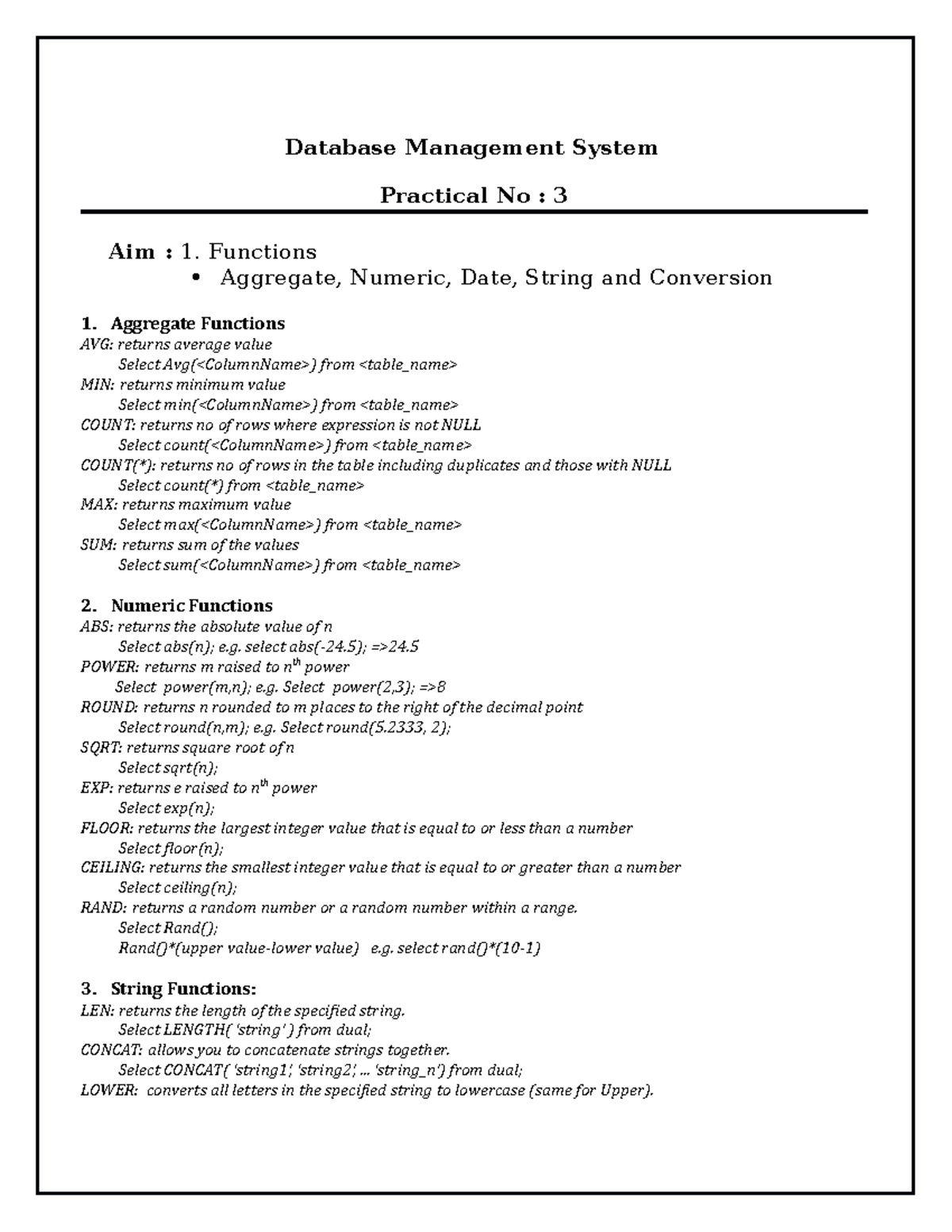 dbms practical assignment pdf