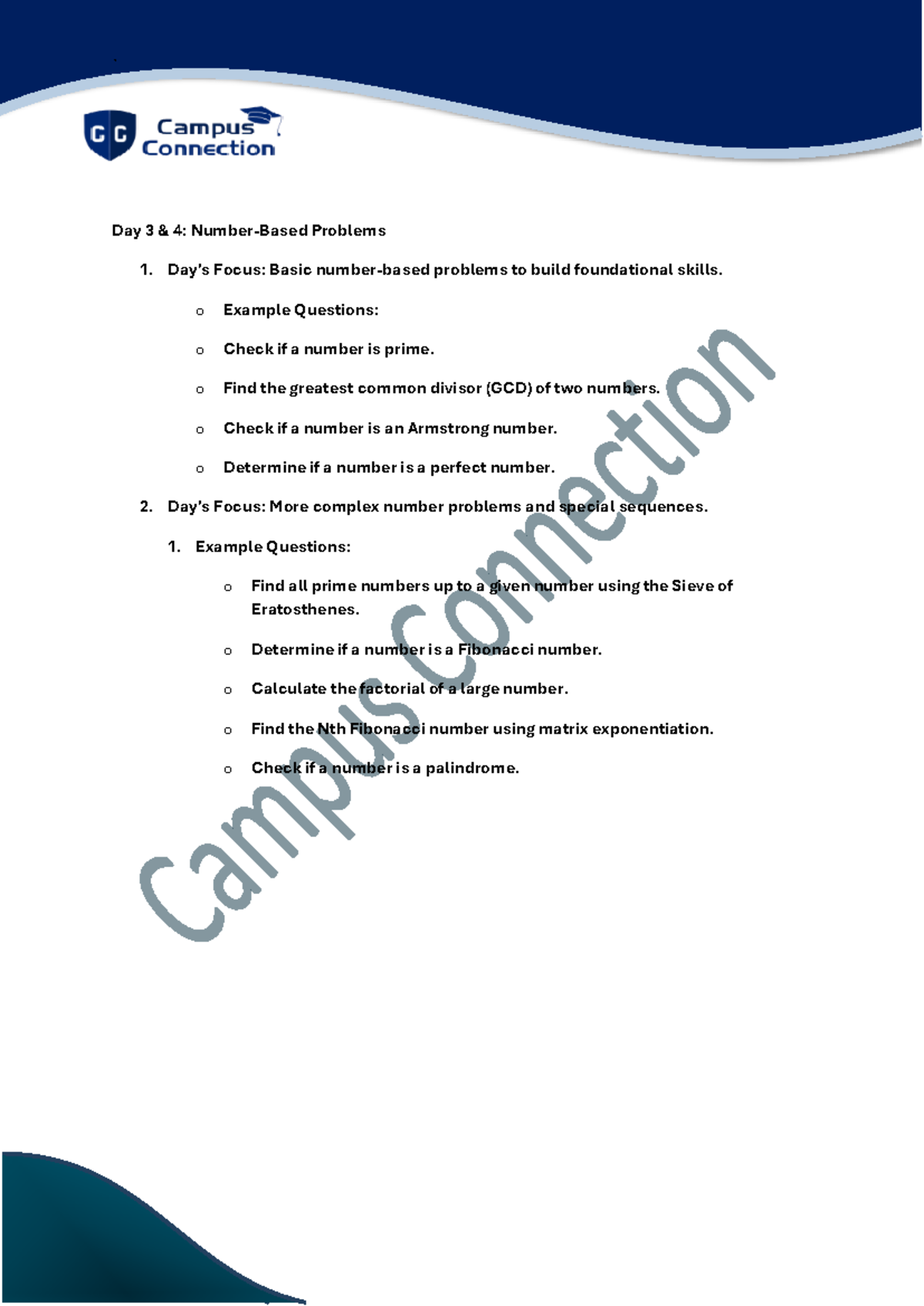 Day 3-4 Company Specific. Numerical - Day 3 & 4: Number-Based Problems ...