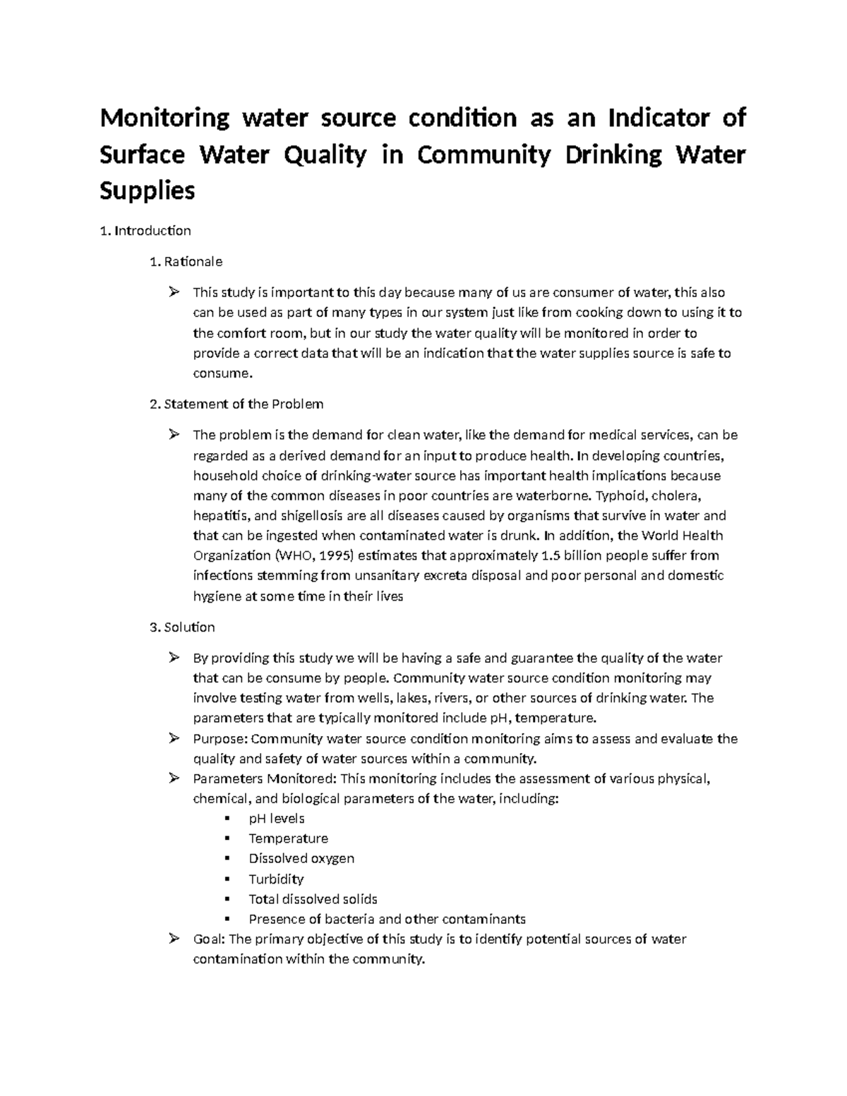 AssignmentSirmaca - Monitoring water source condition as an Indicator ...