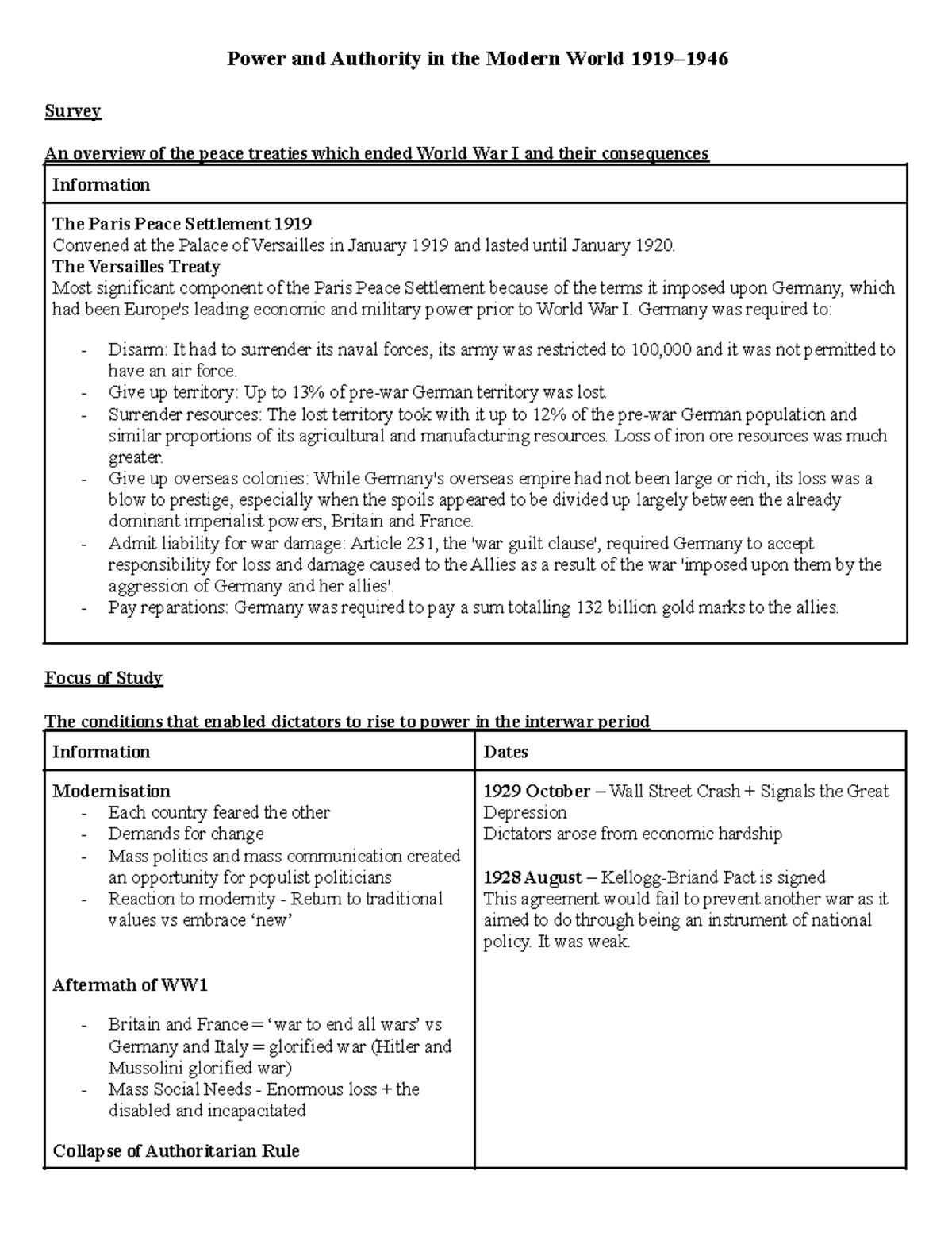 Trial modern notes - Power and Authority in the Modern World 1919 ...