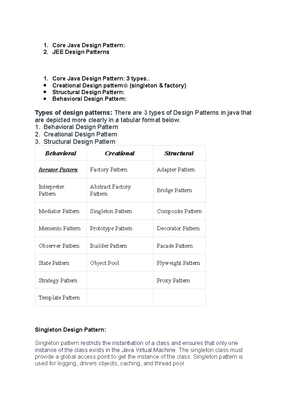 Python Programming - 1. Core Java Design Pattern: 2. JEE Design ...