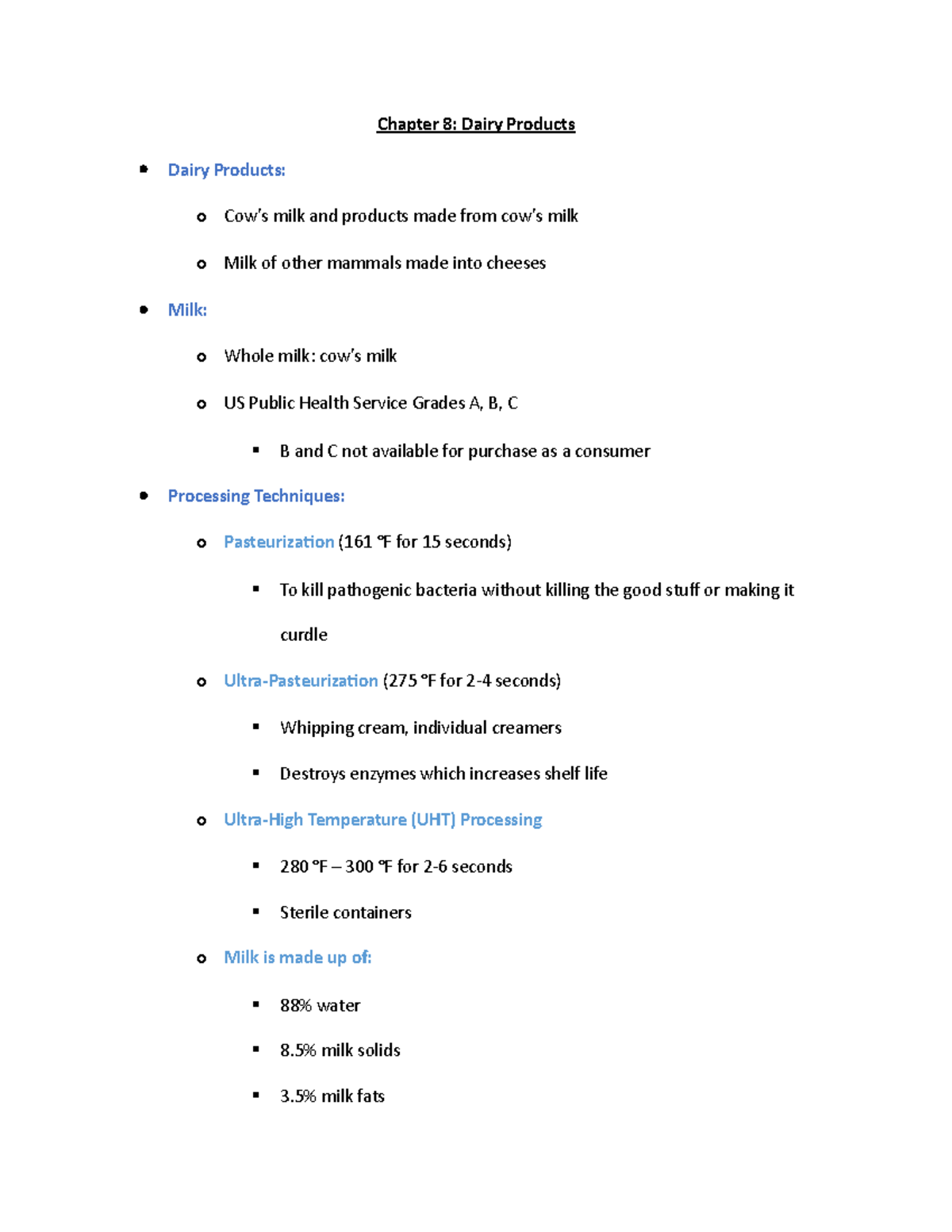 Chapter 8 Dairy Products Chapter 8 Dairy Products Dairy Products