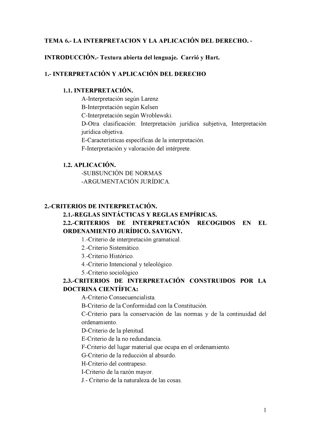 TEMA 6 LA Interpretación Y LA Aplicacion DEL Derecho. - Teoría Del ...