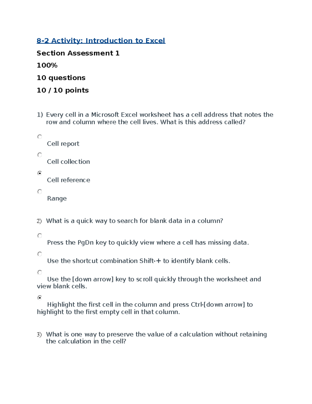 8-2 Activity - Introduction to Excel Questions - 8-2 Activity ...