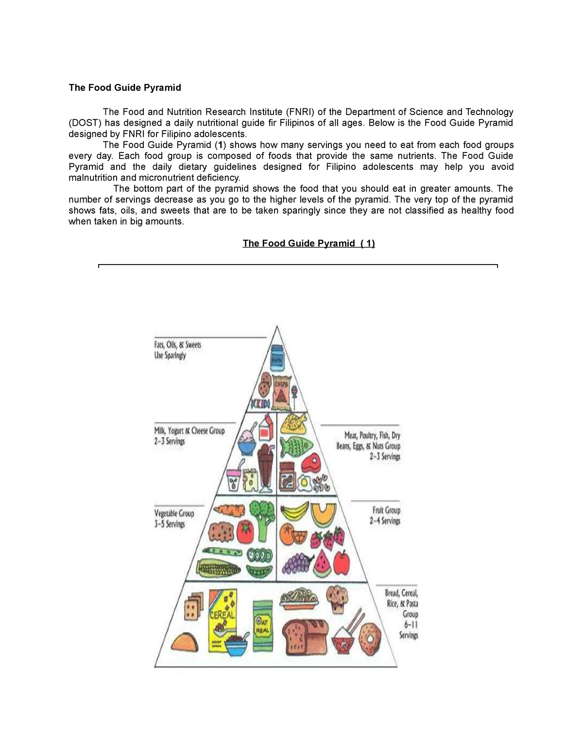 The Food Guide Pyramid Below Is The Food Guide Pyramid Designed By