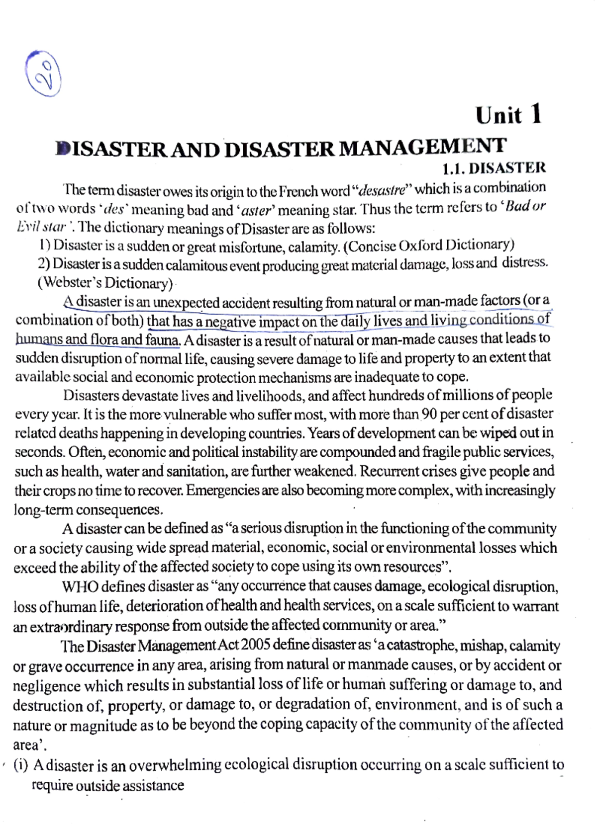 Adobe Scan 27-Mar-2023 - Unit 1 DISASTER AND DISASTER MANAGEMENT 1 ...