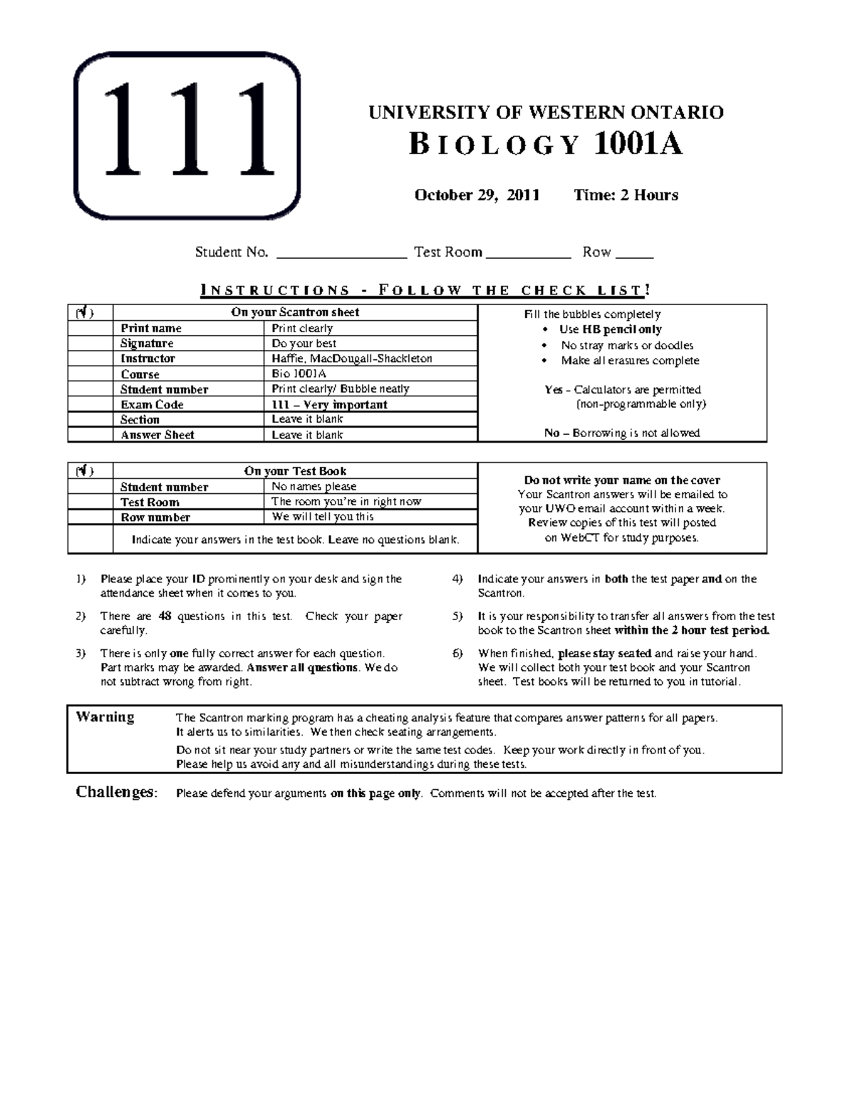 Exam 2011, Questions And Answers - Midterm 2011 - UNIVERSITY OF WESTERN ...