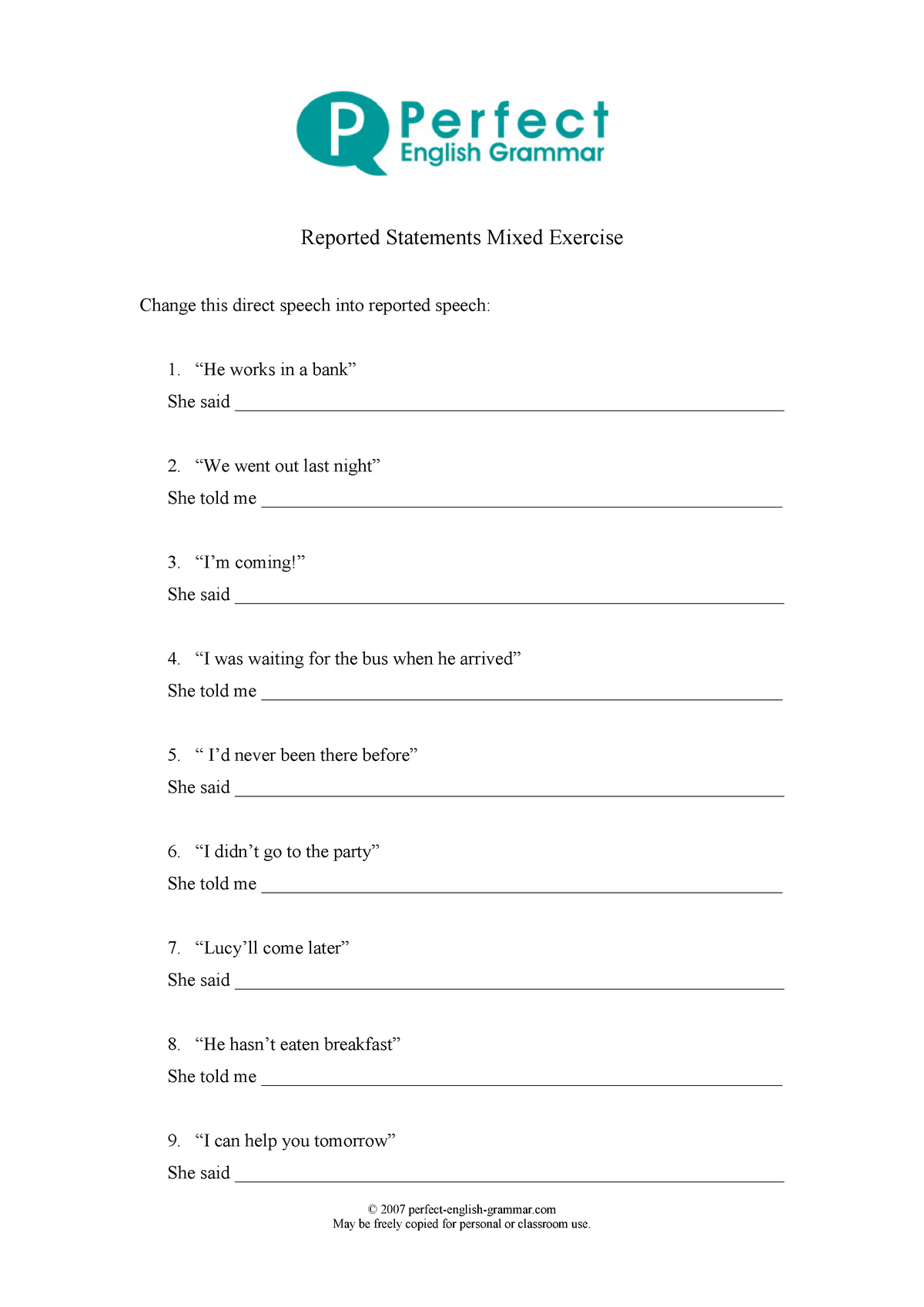 Reported questions task