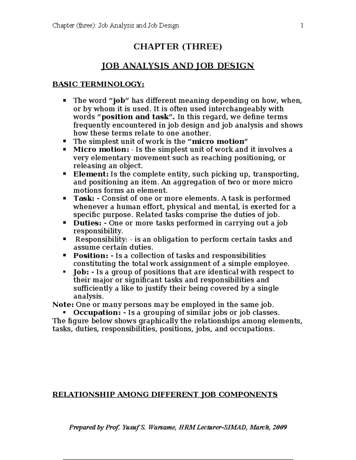 Ch 3 job analysis job design - CHAPTER (THREE) JOB ANALYSIS AND JOB ...