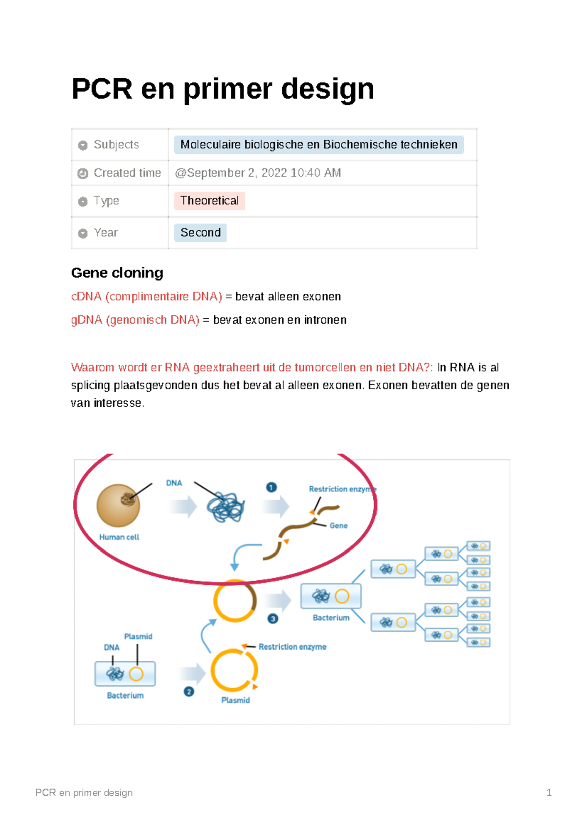 PCR En Primer Design - Course BM5 - PCR En Primer Design Subjects ...