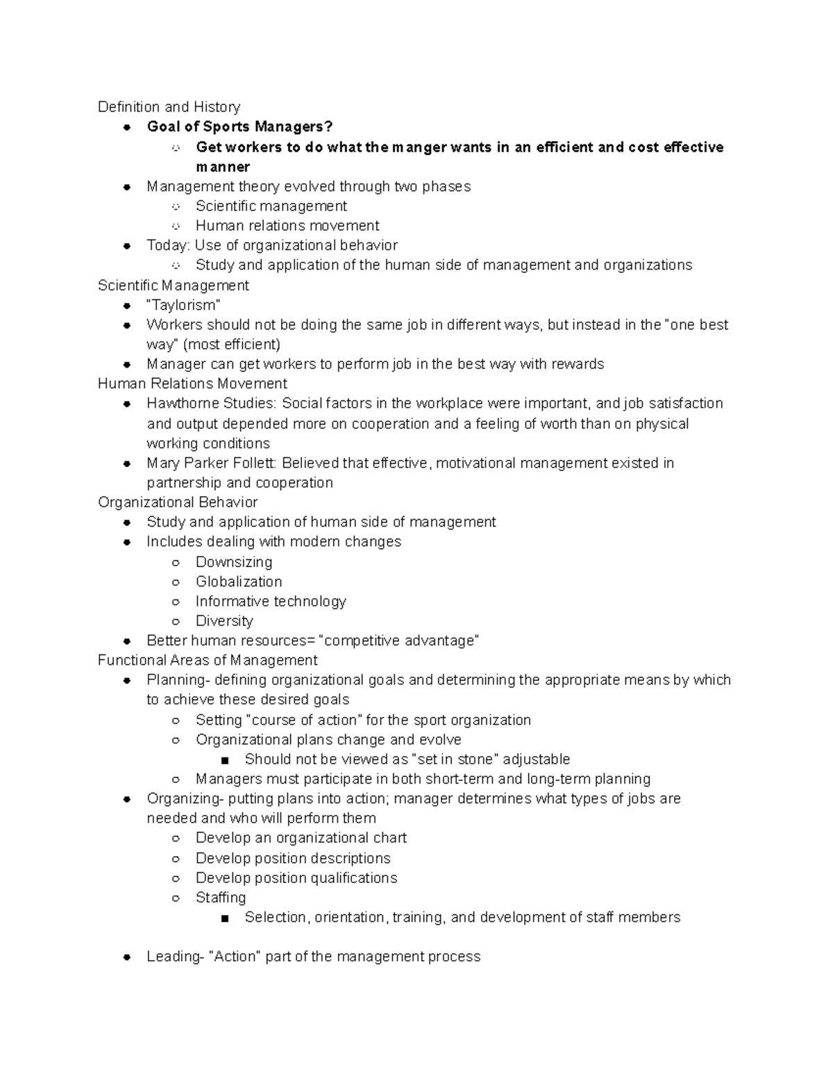 Ch. 2 notes Bradshaw SPT 160 Definition and History Goal of Sports
