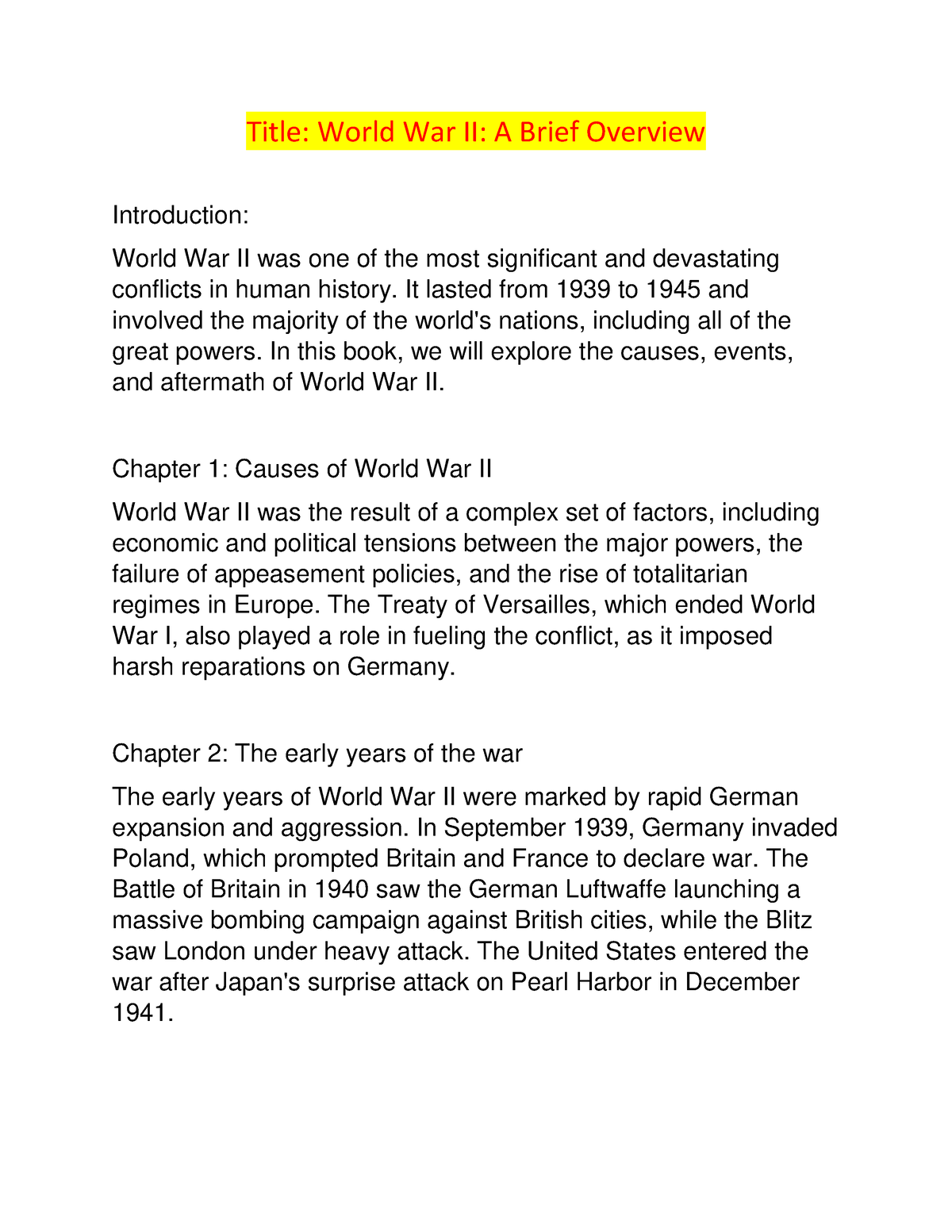 good titles for essays about wwii