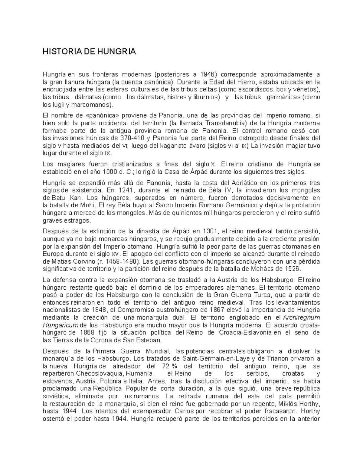 Historia DE Hungria HISTORIA DE HUNGRIA Hungría en sus fronteras
