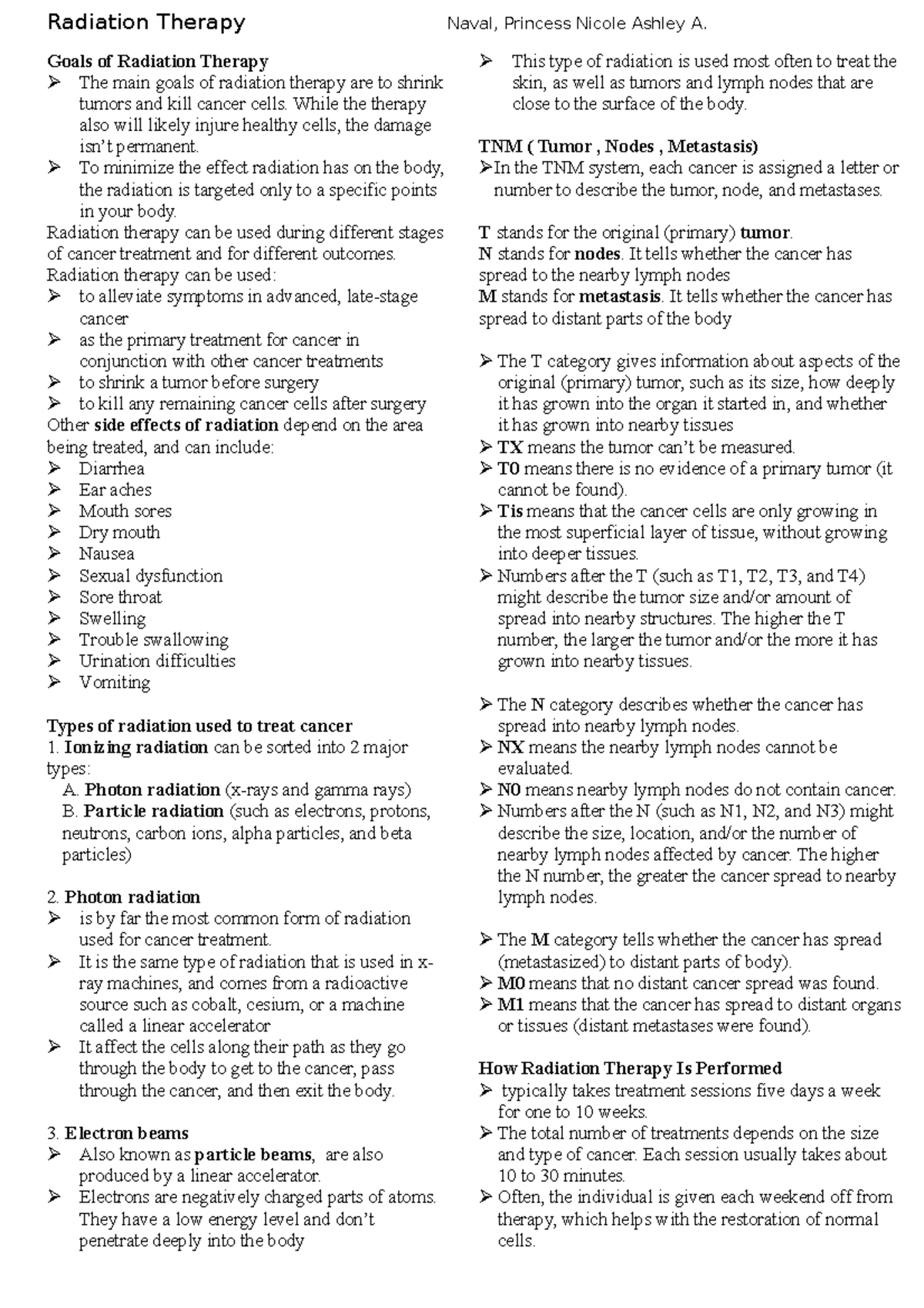 Radiation therapy Prelims - Radiation Therapy Goals of Radiation ...