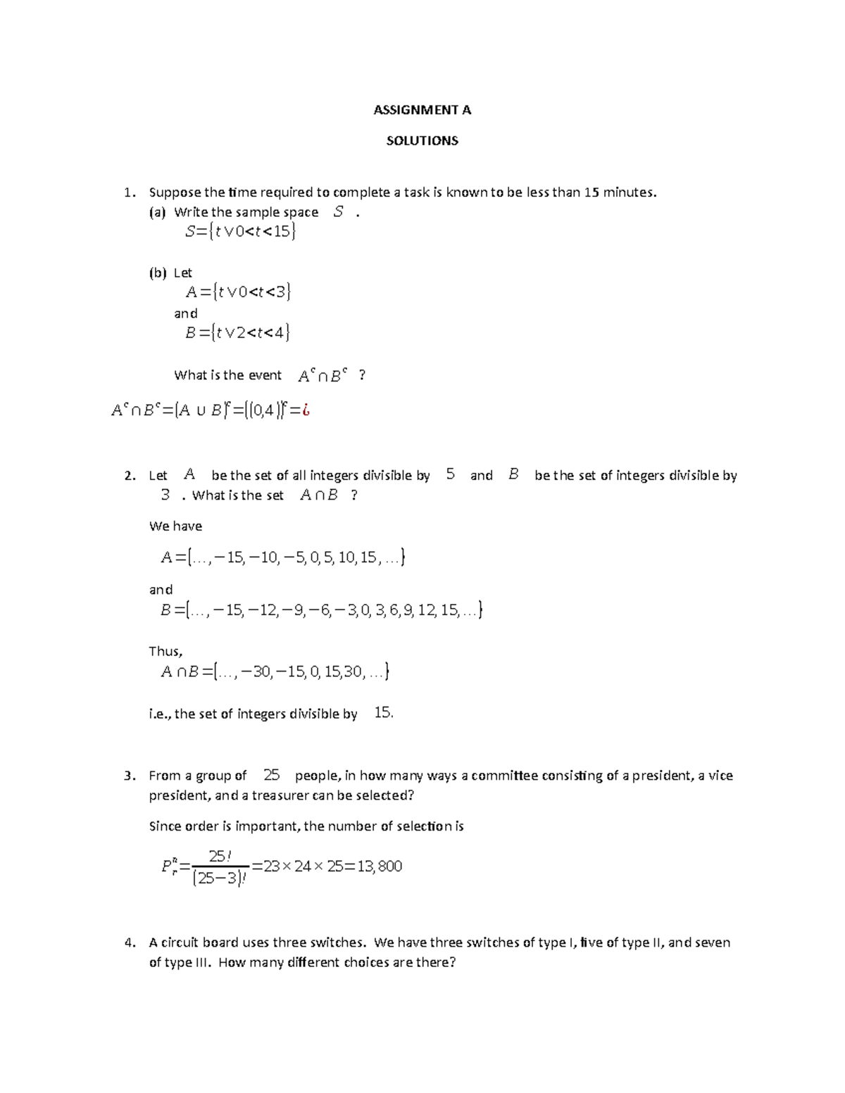 STAT 344 Assignment A - Spring 2020-Solutions - ASSIGNMENT A SOLUTIONS ...