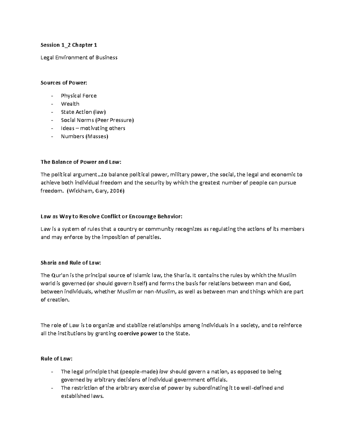 Session 1 2 Chapter 1 Notes Legal Env of Business - Session 1_2 Chapter ...