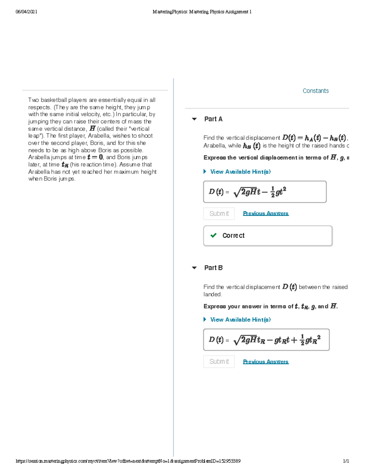 mastering physics assignment 1