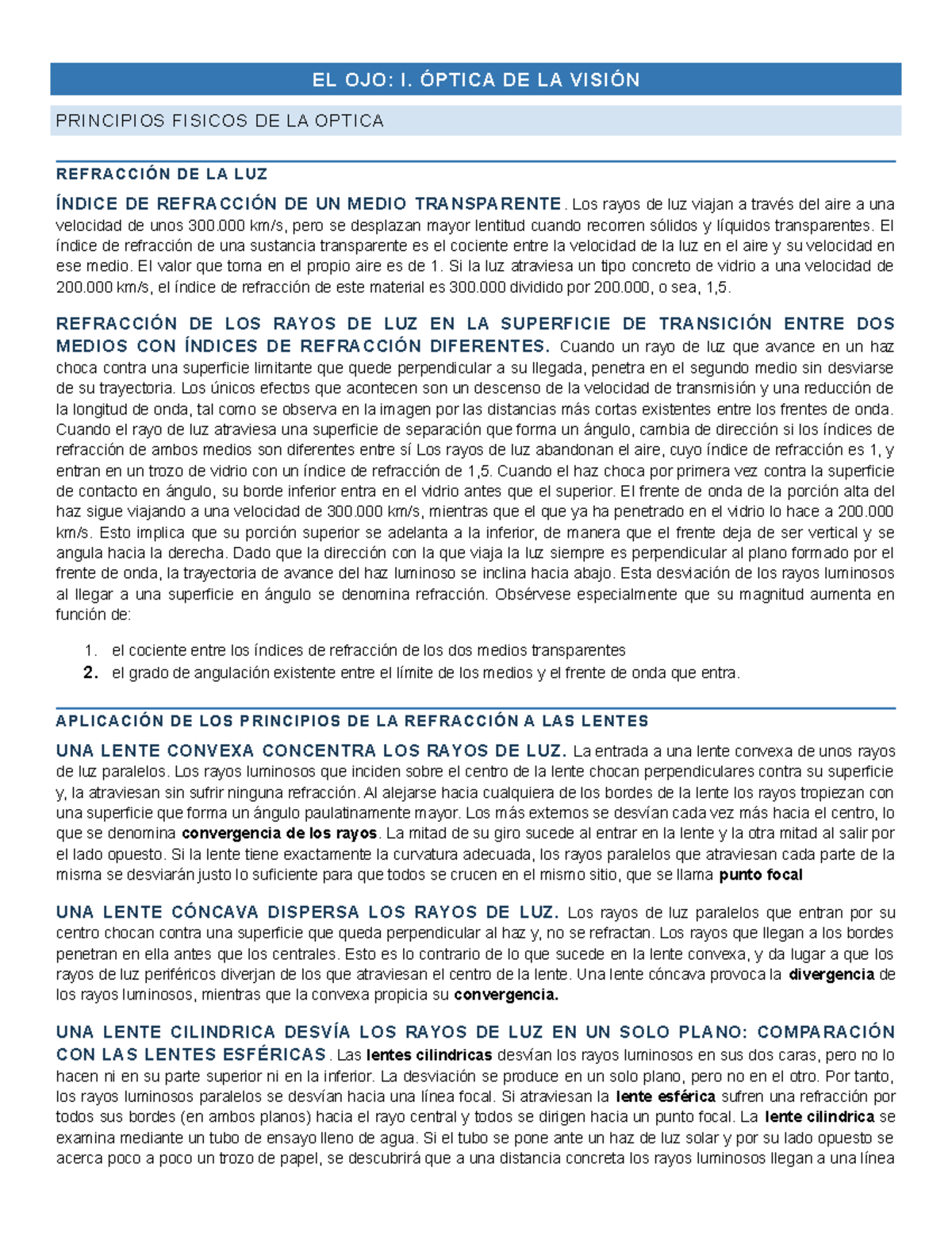 El Ojo I Fisiología Del Ojo I El Ojo I Óptica De La VisiÓn