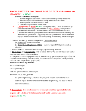 Bio 208 exam 2 part 3 notes - DAY- BIO 208 – PREVIEWS For HE # II; Part ...