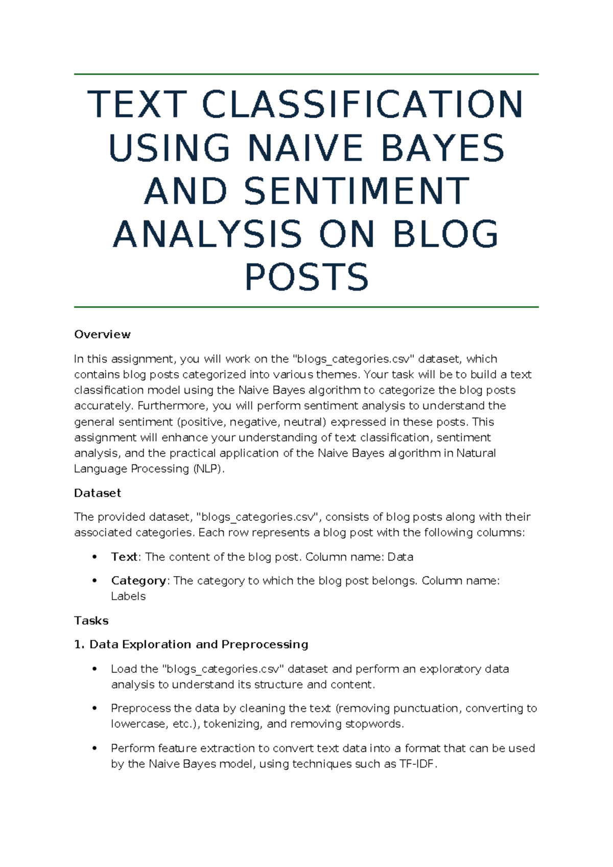 NLP and Naive Bayes - TEXT CLASSIFICATION USING NAIVE BAYES AND ...