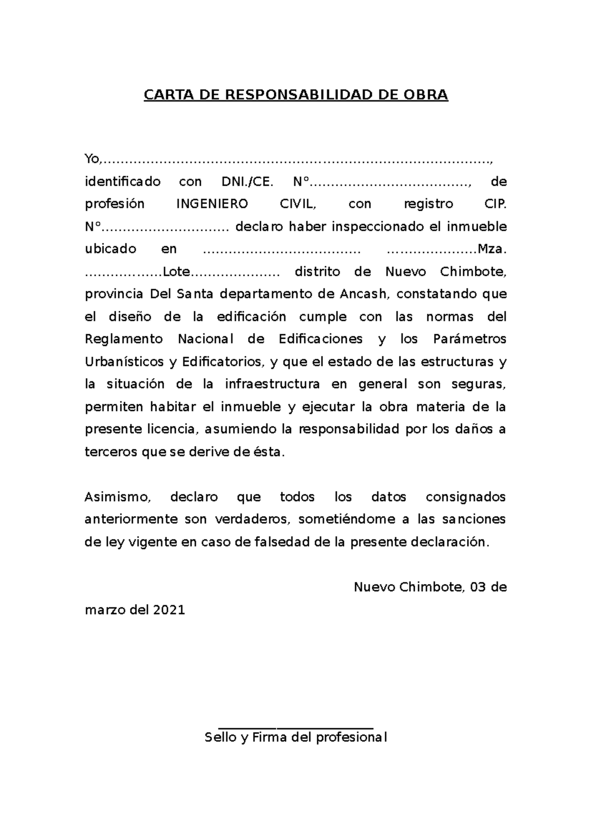 Carta De Responsabilidad 1703