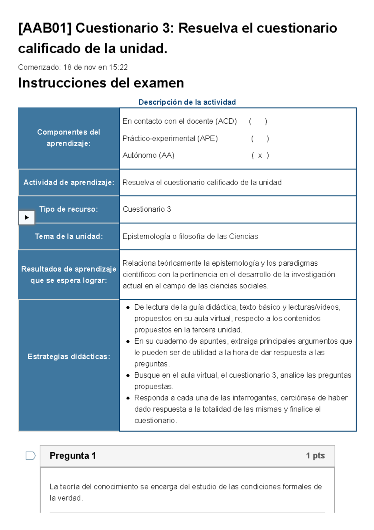 Examen [AAB01] Cuestionario 3 Resuelva El Cuestionario Calificado De La ...