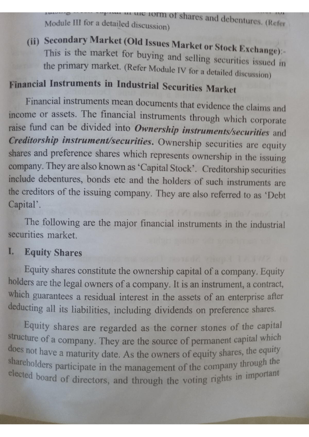 Financial instruments in Industrial securitymarket - B.com finance and ...