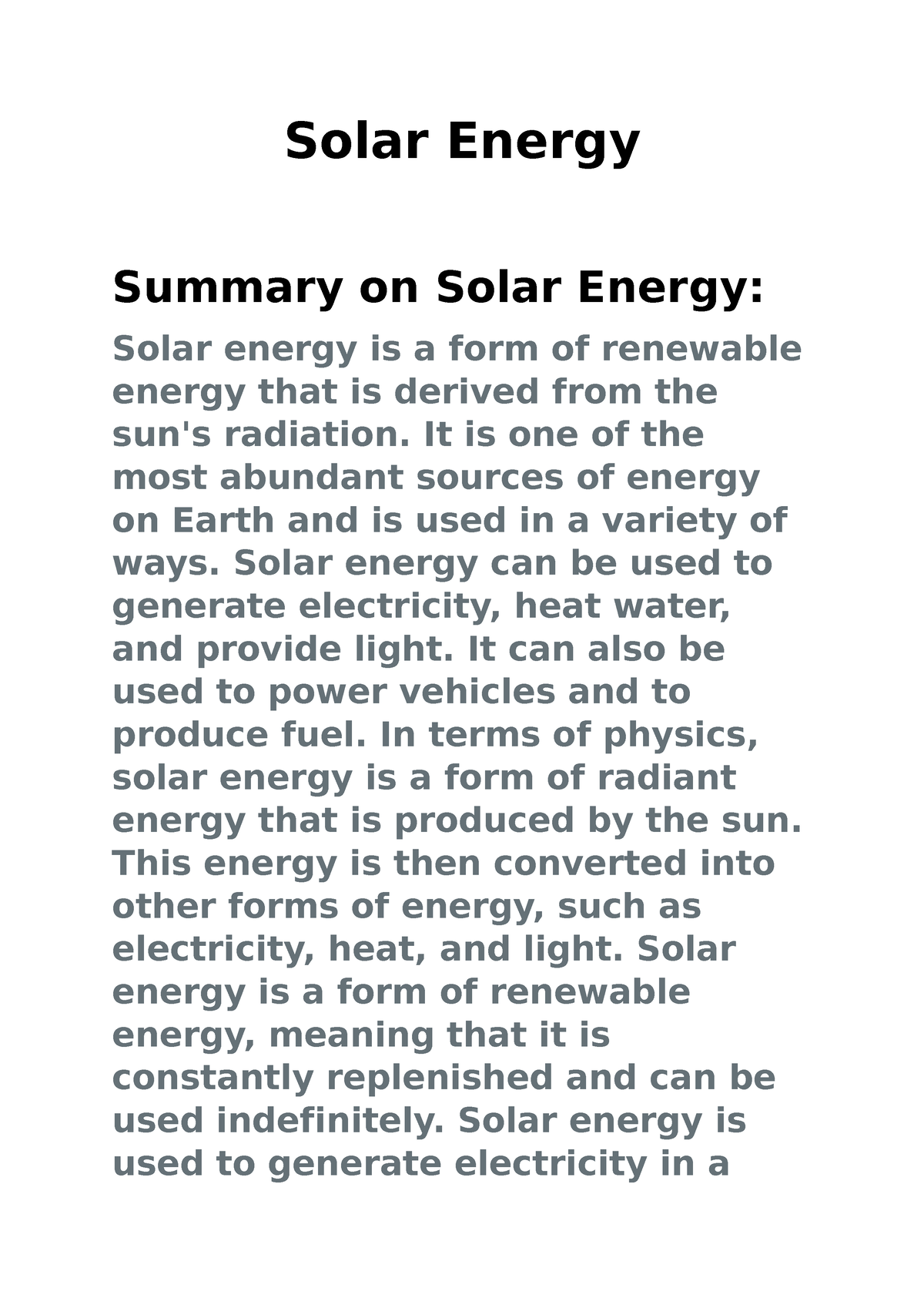 Solar Energy And Its Uses - Phys 15a - Harvard - Studocu