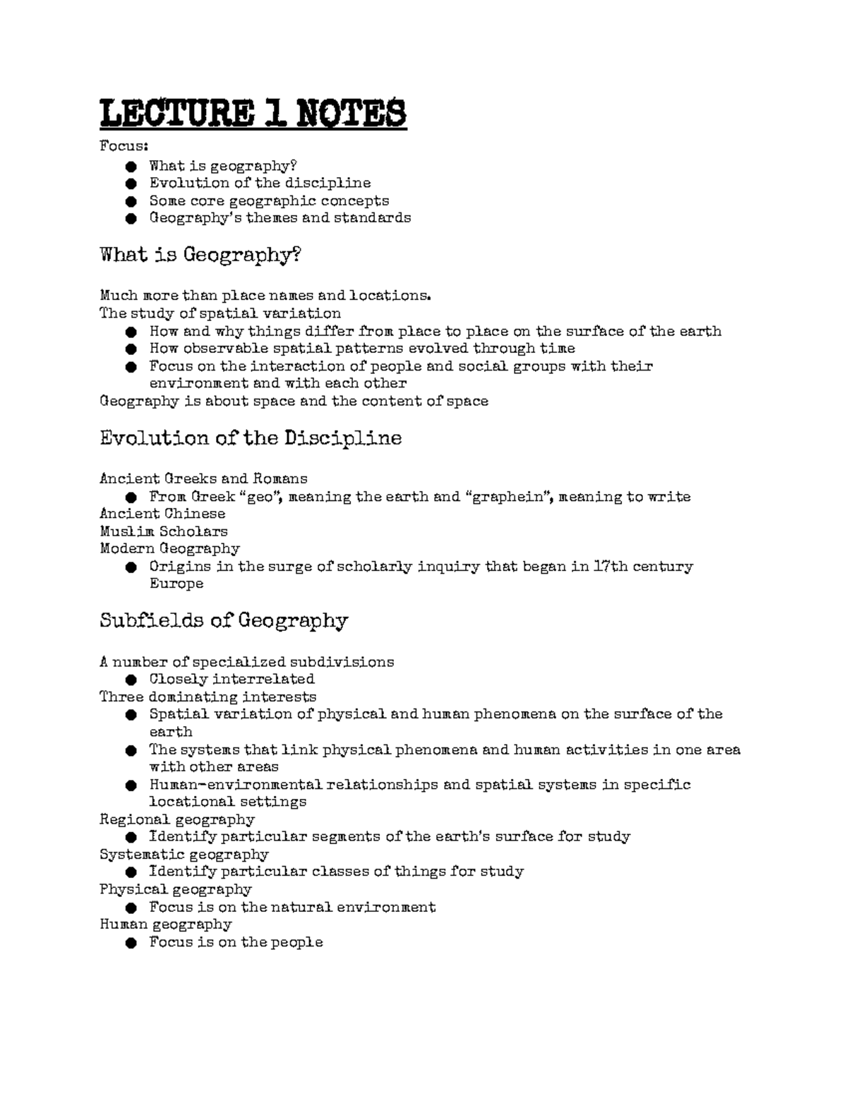 geog101-notes-lecture-1-notes-focus-what-is-geography-evolution-of