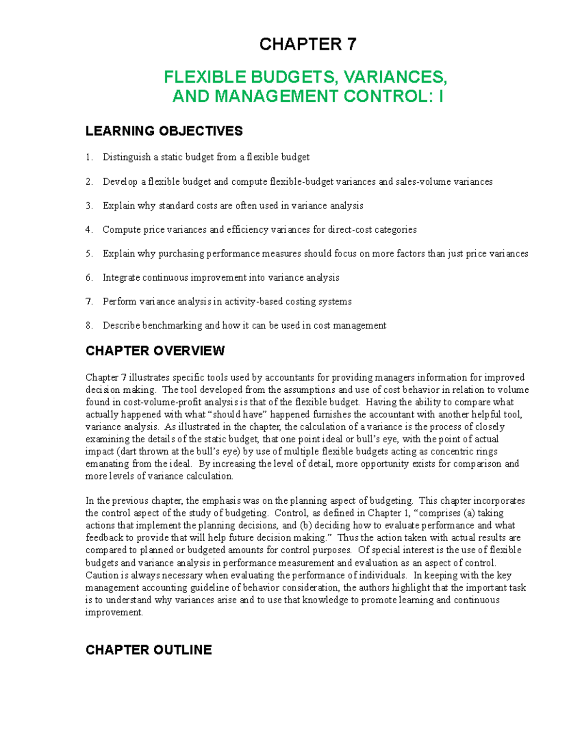 Ch07 Flexible Budget Variance And Management Control - CHAPTER 7 ...