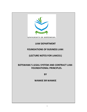 Law 251 test 1 2021 on contract law, customary law - business law - UB ...