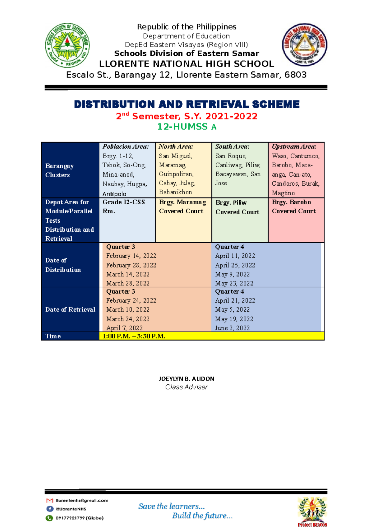 Module Distribution Matrix FOR 2ND SEM Republic of the Philippines
