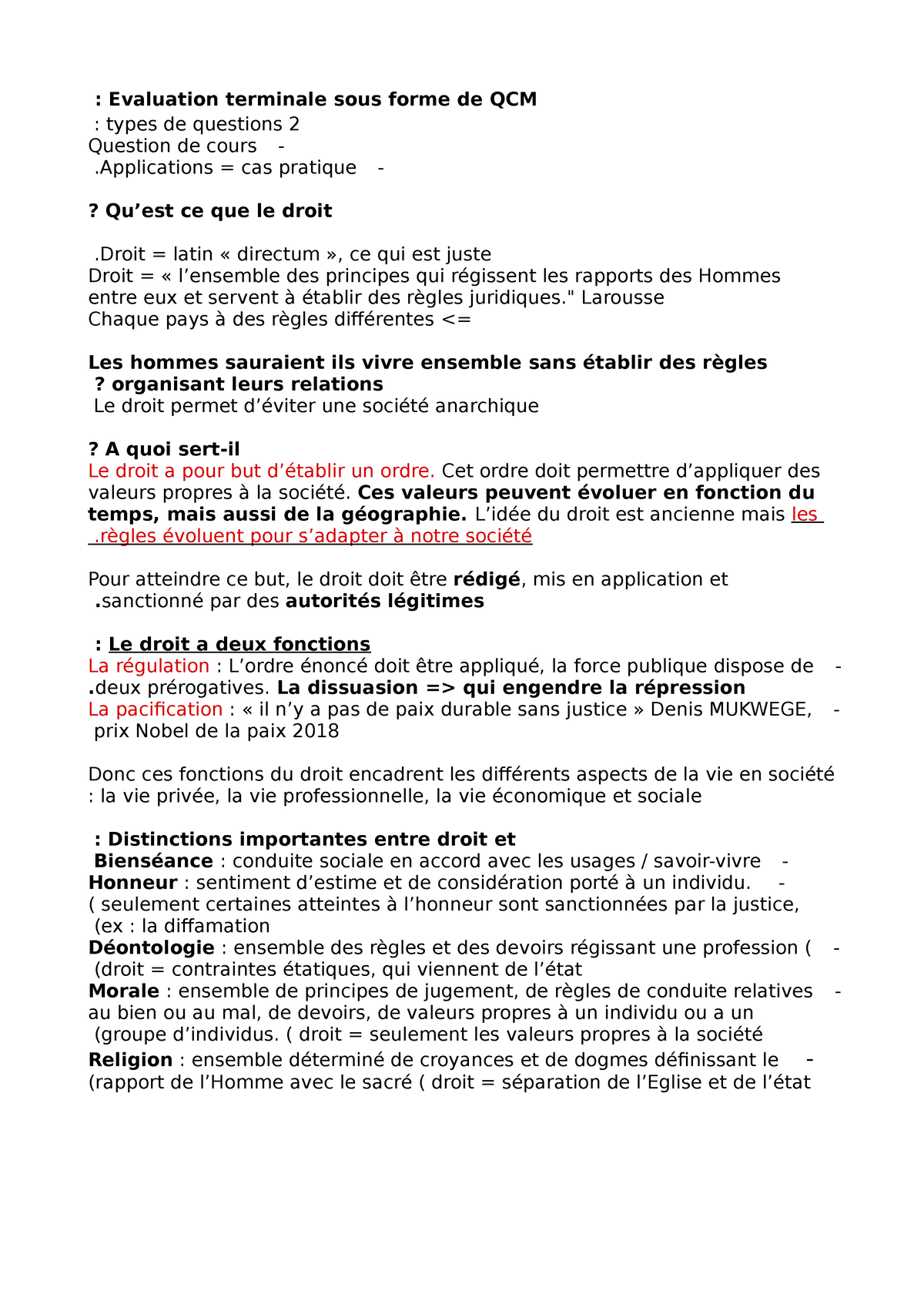 Chapitre Introductif (intro Au Droit) - :Evaluation Terminale Sous ...