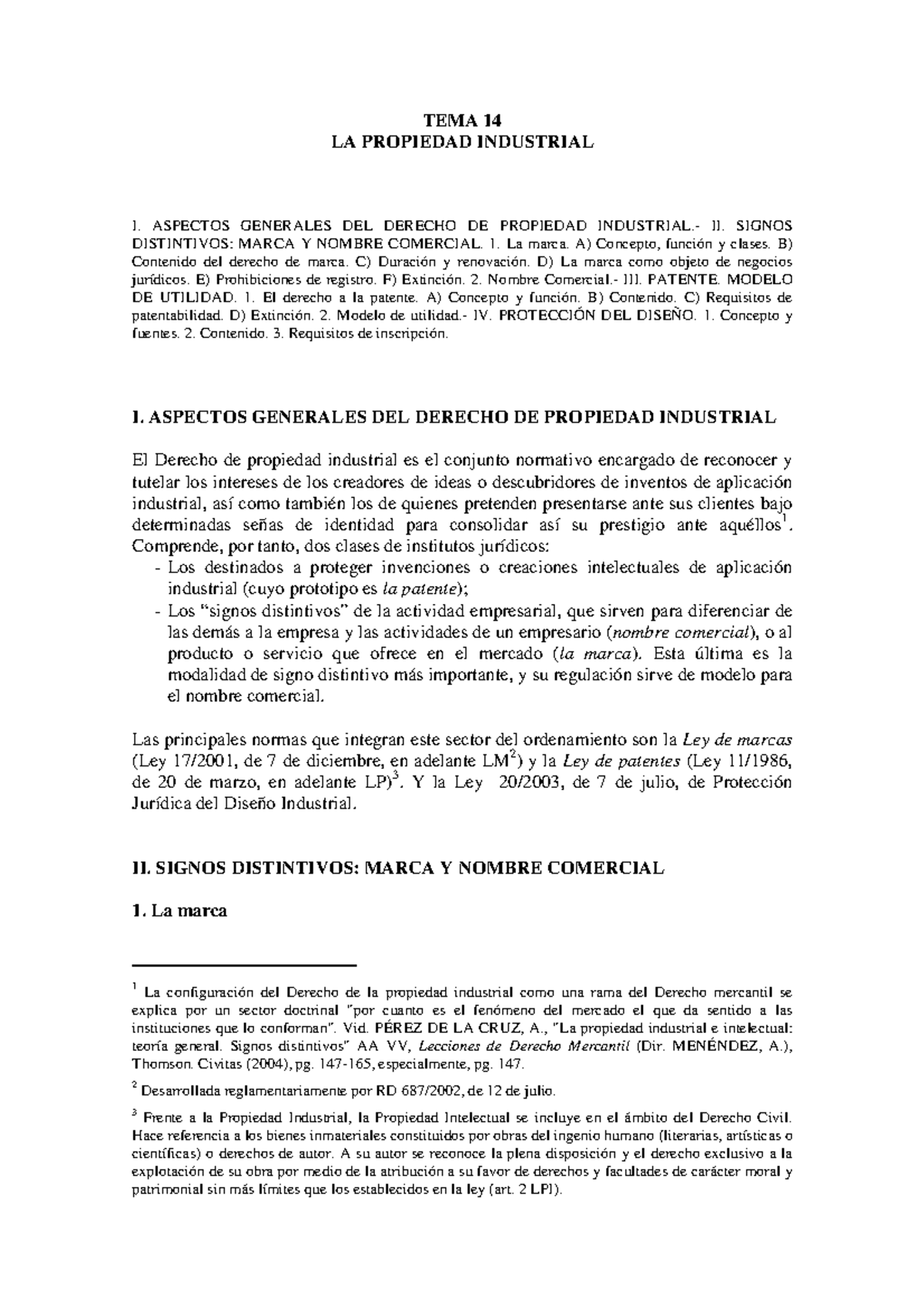 Tema 14. La Propiedad Industrial Derecho Mercantil