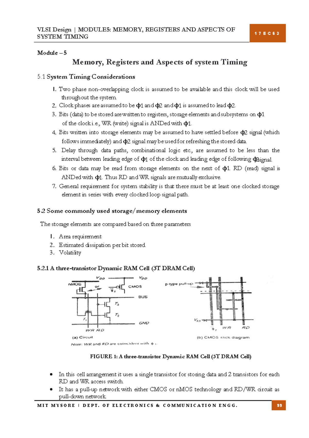 Module 5 VLSI - VLSI Design | MODULE5: MEMORY, REGISTERS AND ASPECTS OF ...