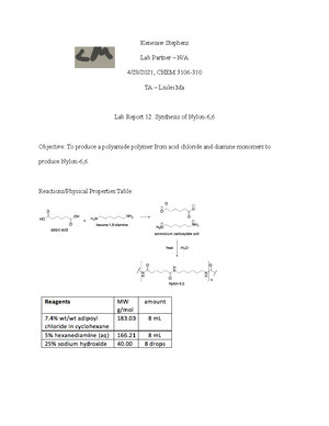 Ochem 2- EXP 6 - Experiment 6:The Purpose Of This Experiment Is To Use ...