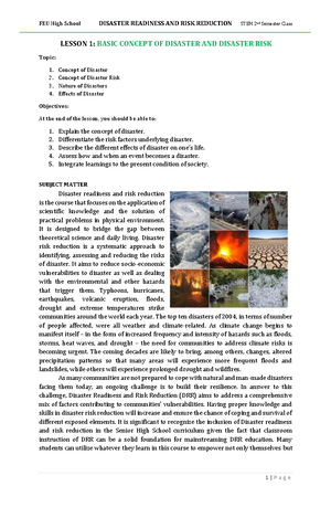 DRRR Reviewer - MODULE 1: BASIC CONCEPT OF DISASTER AND DISASTER RISK ...