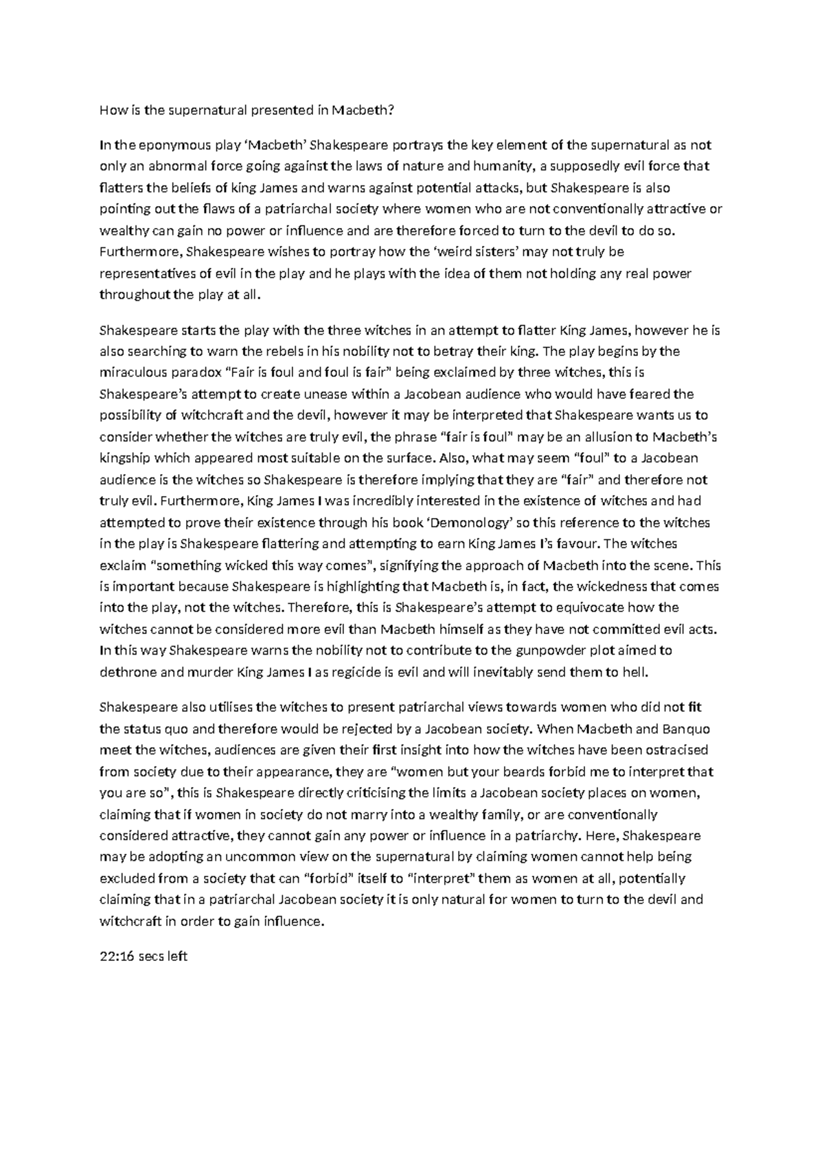 How is the supernatural presented in Macbeth - Furthermore, Shakespeare ...