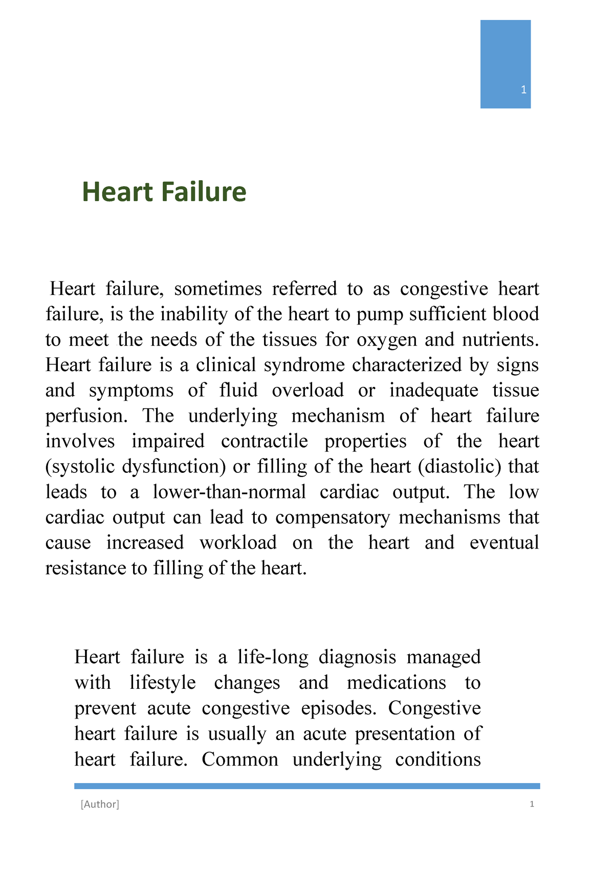 essay on acute heart failure