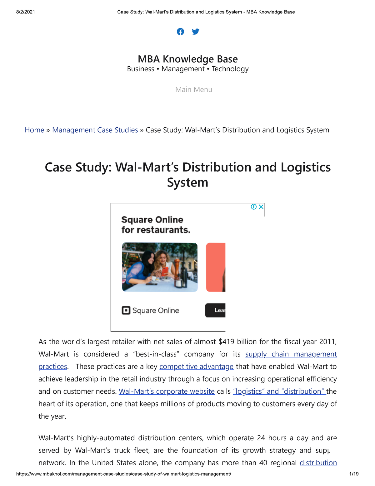 walmart distribution strategy case study