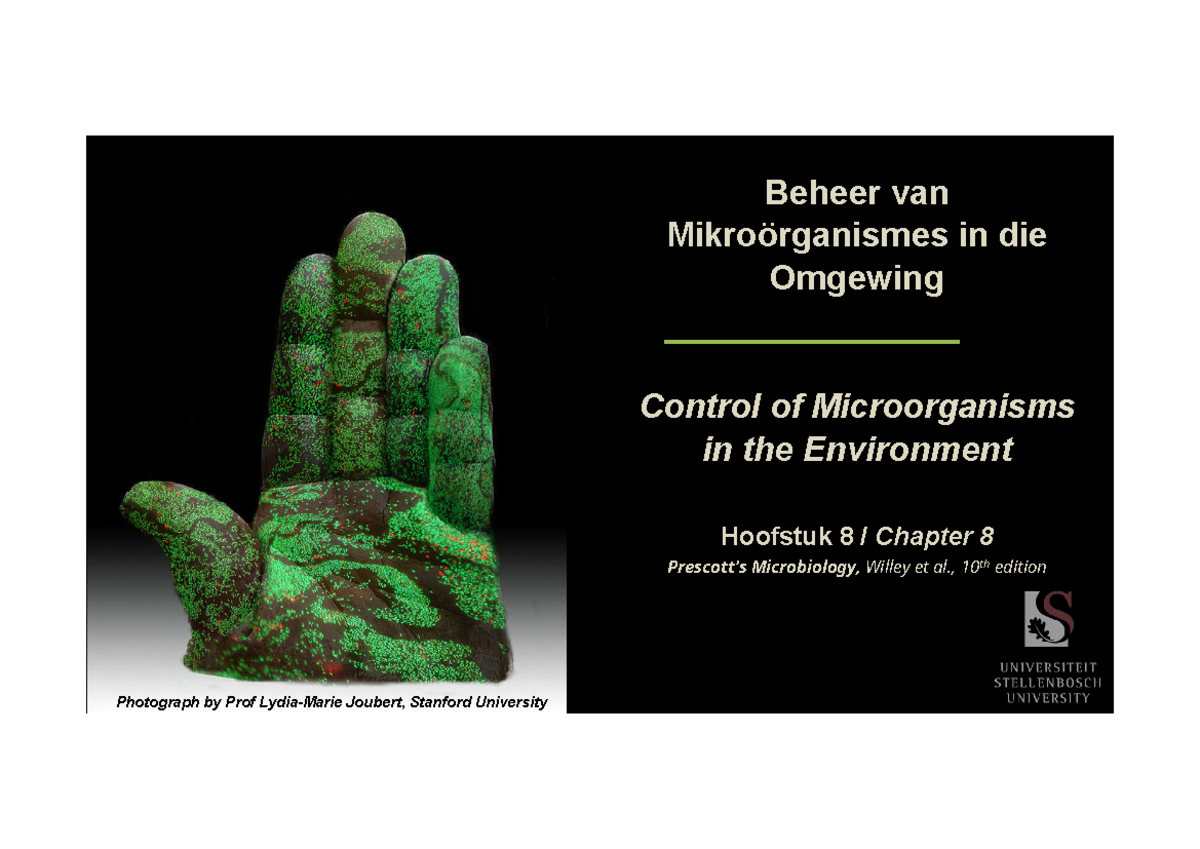 L1 Chapter Hoofstuk 8 - class notes - Beheer van Mikroörganismes in die ...