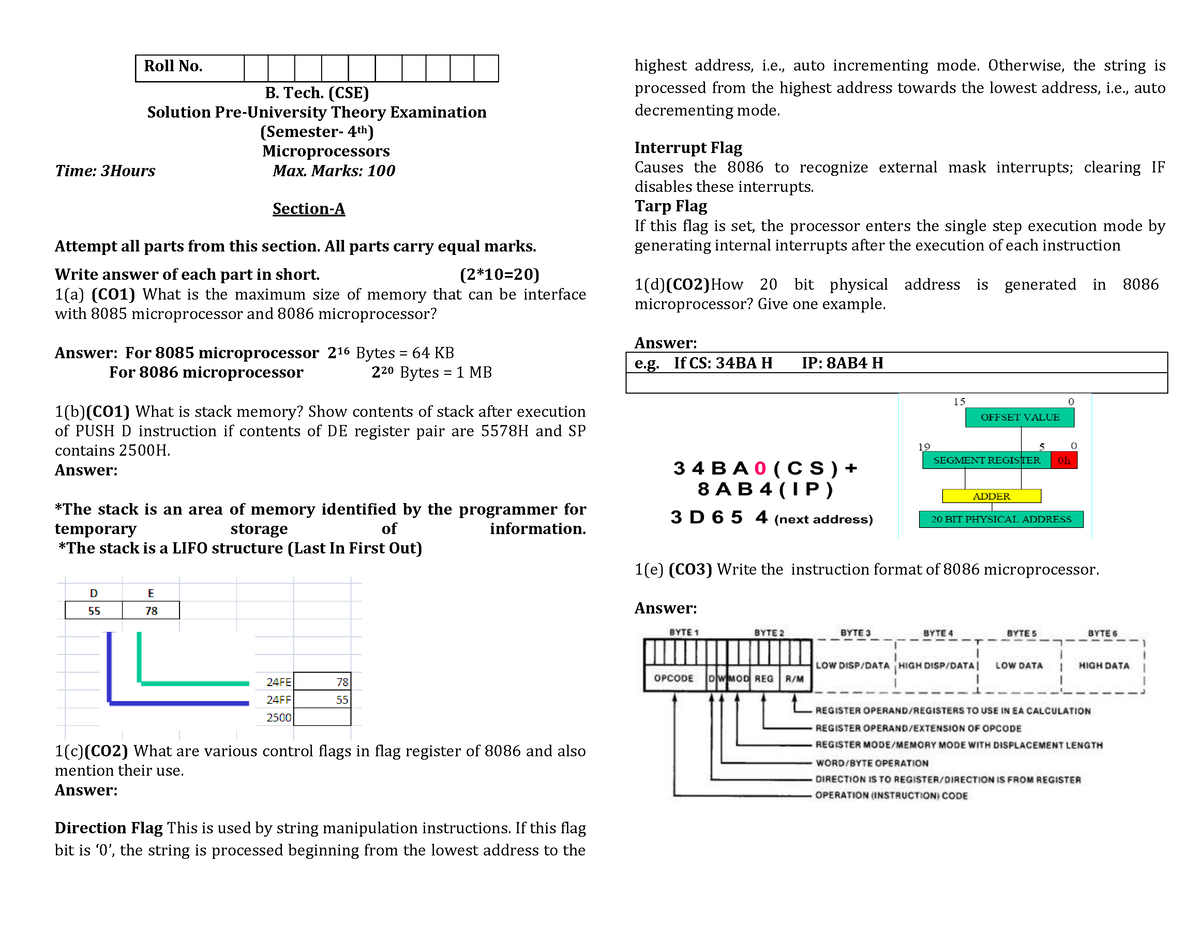 Sample Solution Microprocessor Question Paper - B.tech - AKTU - Studocu