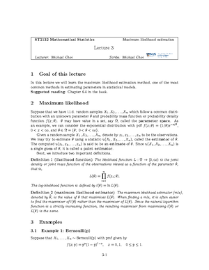 1 intro - Lecture notes 1 - ST Introduction and a quick review of some ...
