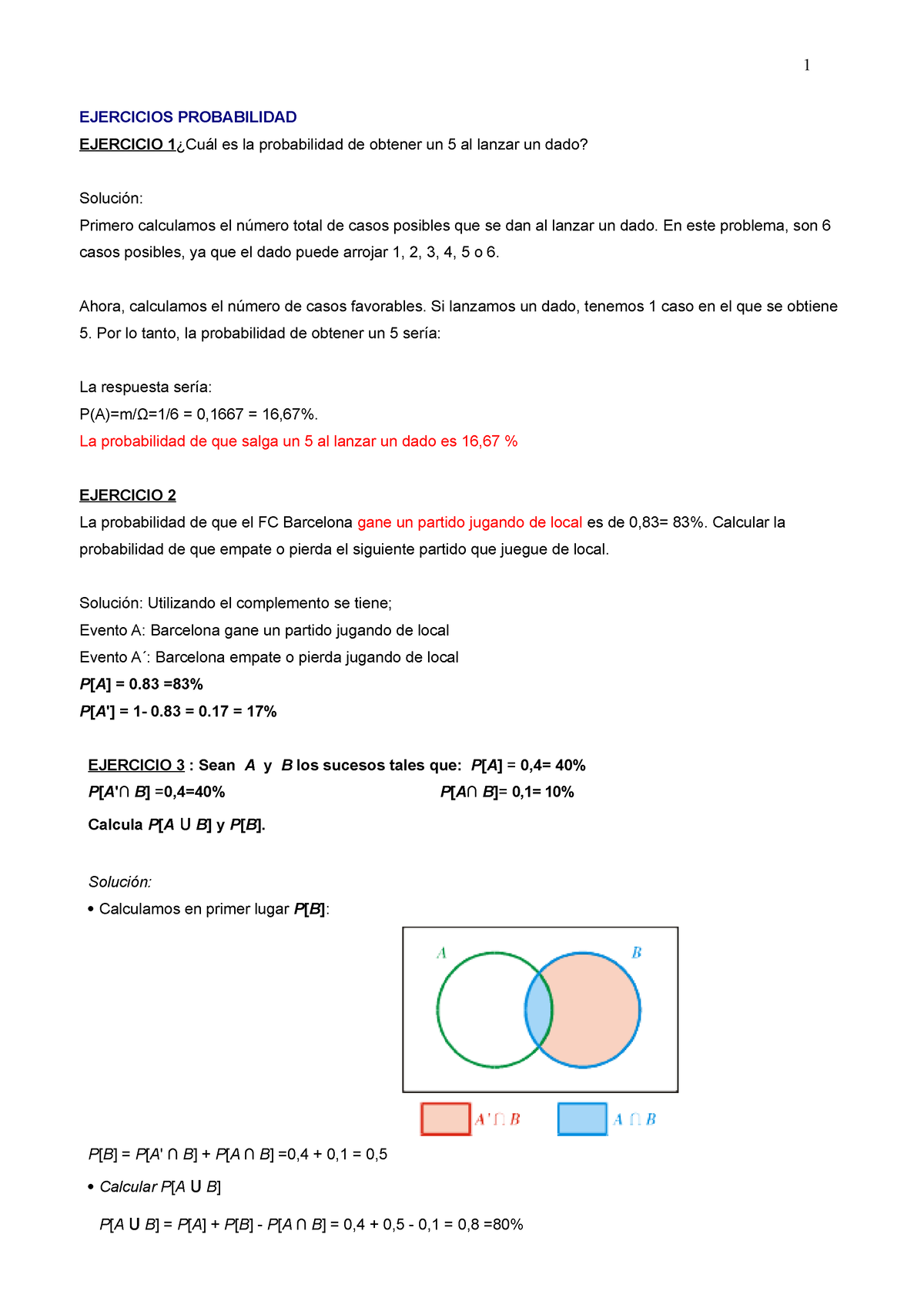 Ejercicios probabilidad resueltos 1 EJERCICIOS PROBABILIDAD EJERCICIO