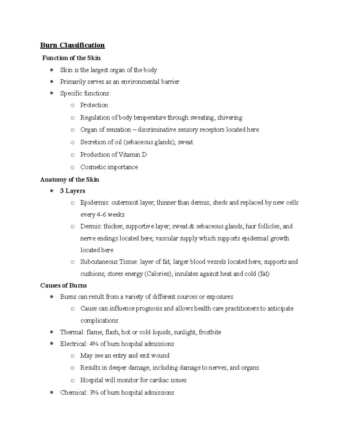 Burn Classification Summary of burns and how to classify them, as