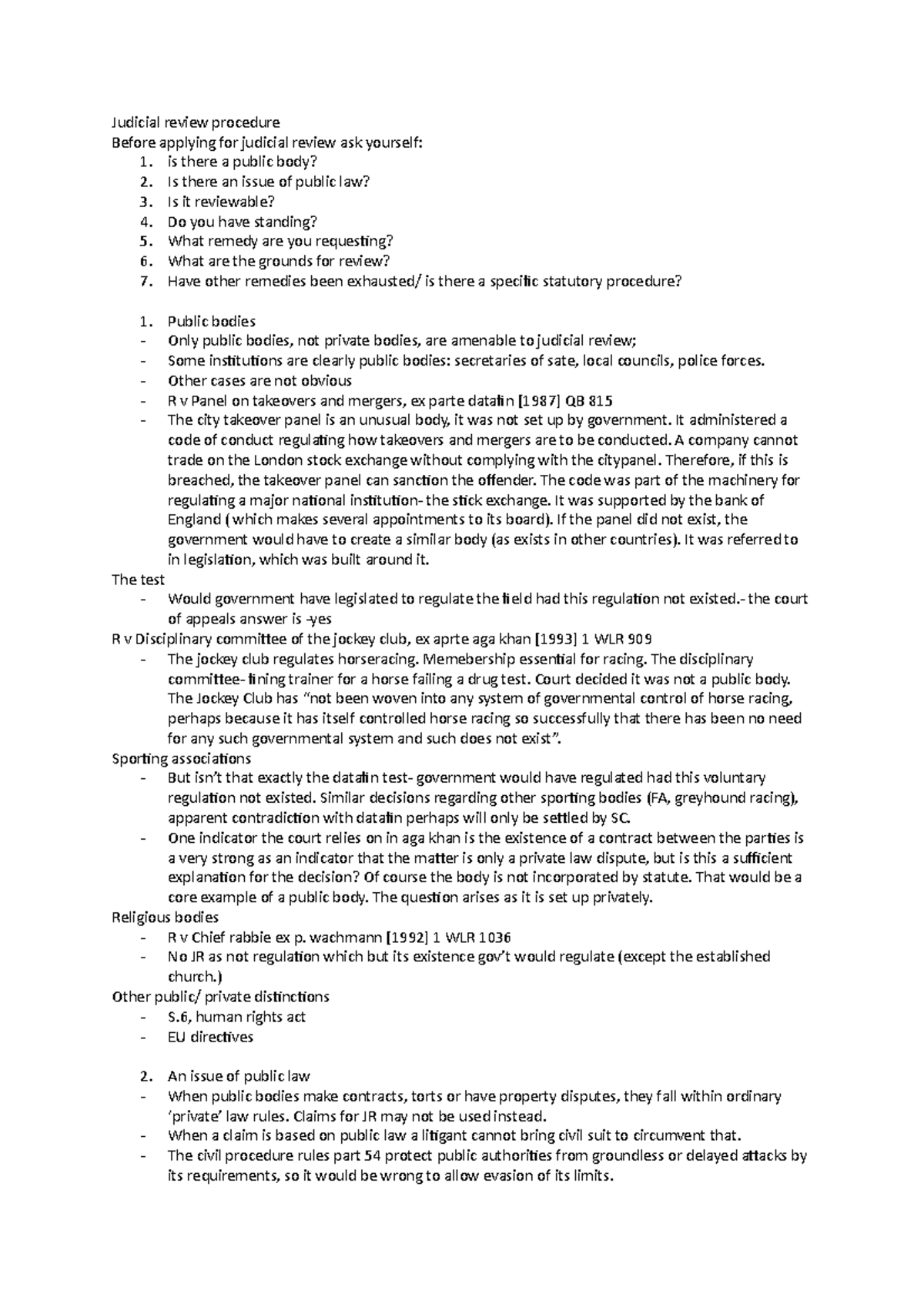 Public law (judicial review procedure) - Judicial review procedure ...