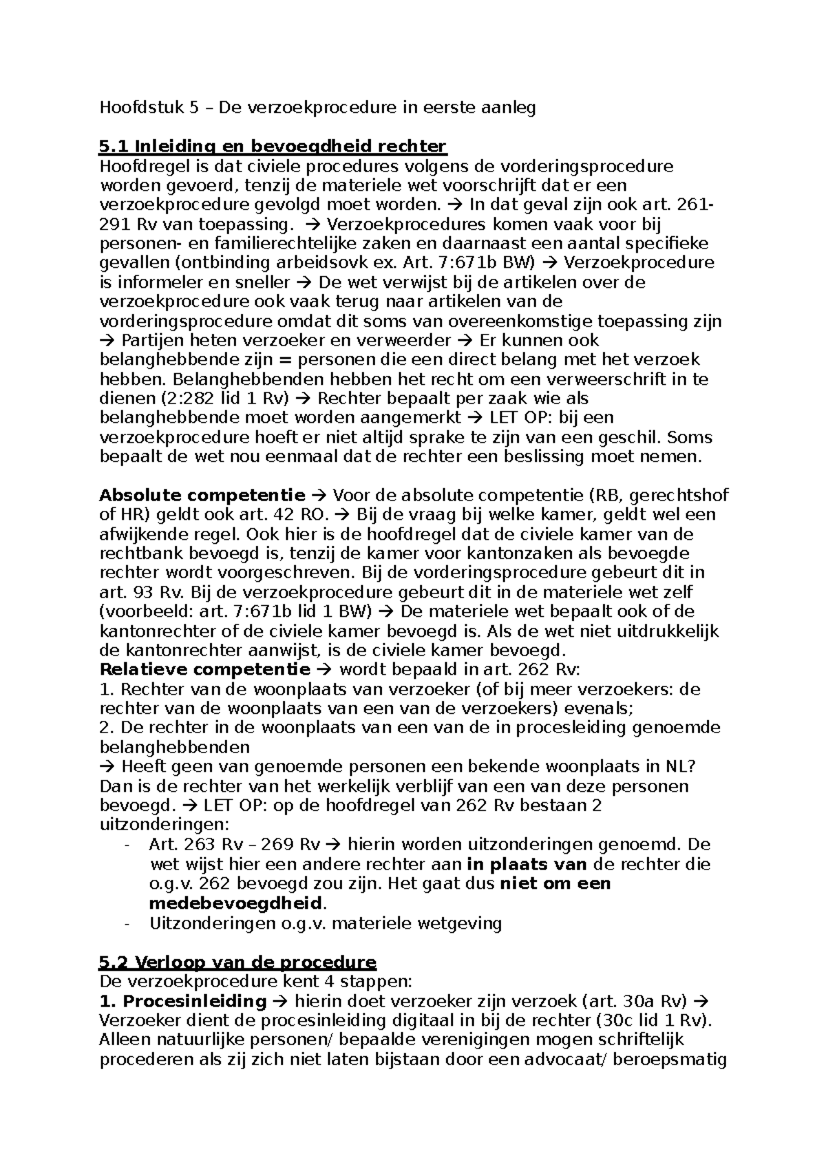 Week 3 - H5 & H7 - Burgerlijk Procesrecht H5 & 7 - Hoofdstuk 5 De ...