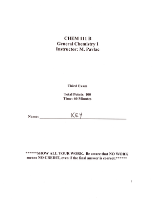CHEM111A Practice Exam 1 Key - CHEM-111 - Studocu