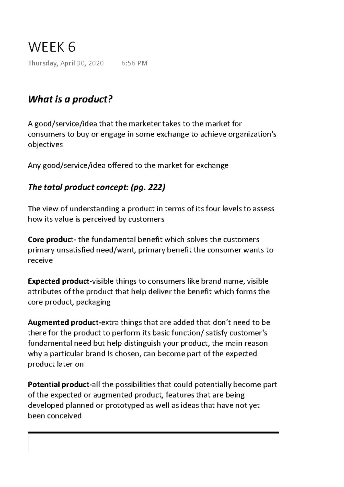 WEEK 6 lecture slides and notes for principles of marketing What is