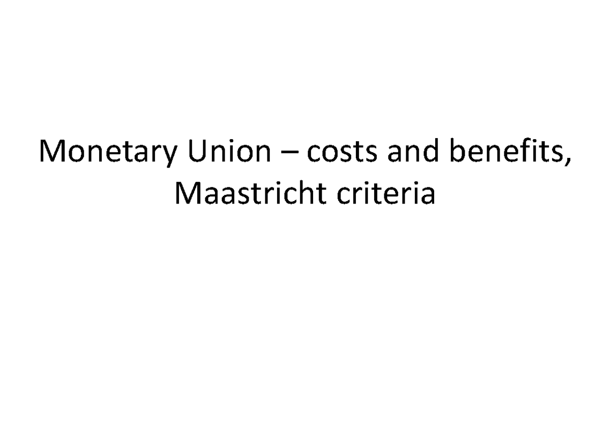 Lezione 11Costi e benefici di una valuta comune Union